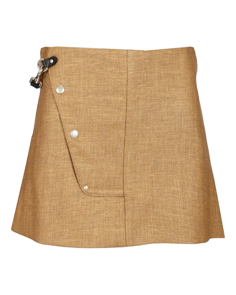 Durazzi Milano asymmetric-fastening raffia-effect skirt - Nude Nude