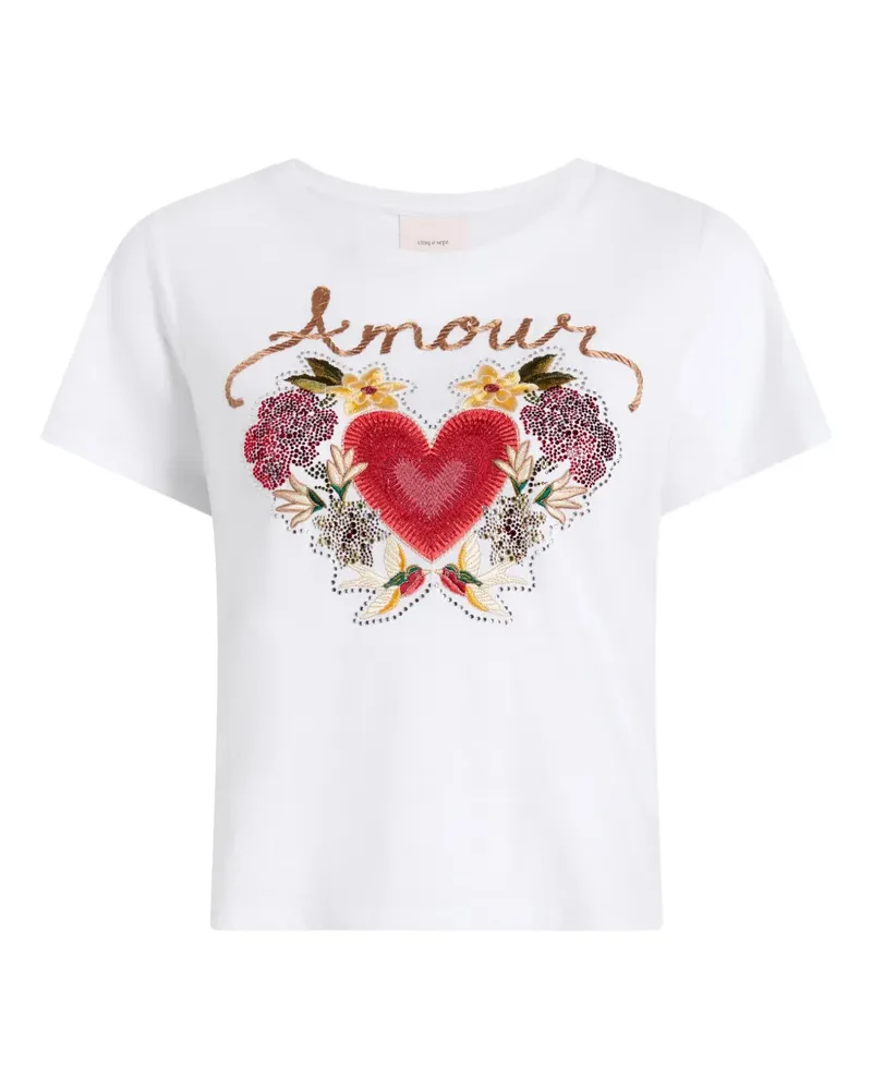 Cinq à Sept Amour T-Shirt mit Herzdetail - Weiß Weiß