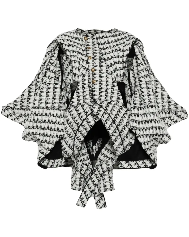 Junya Watanabe Asymmetrische Tweed-Jacke - Weiß Weiß