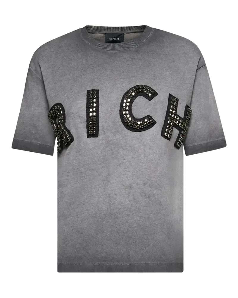 John Richmond T-Shirt mit verziertem Logo - Grau Grau