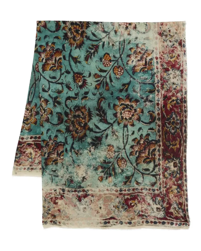 Faliero Sarti Seidenschal mit Blumenmuster - Blau Blau