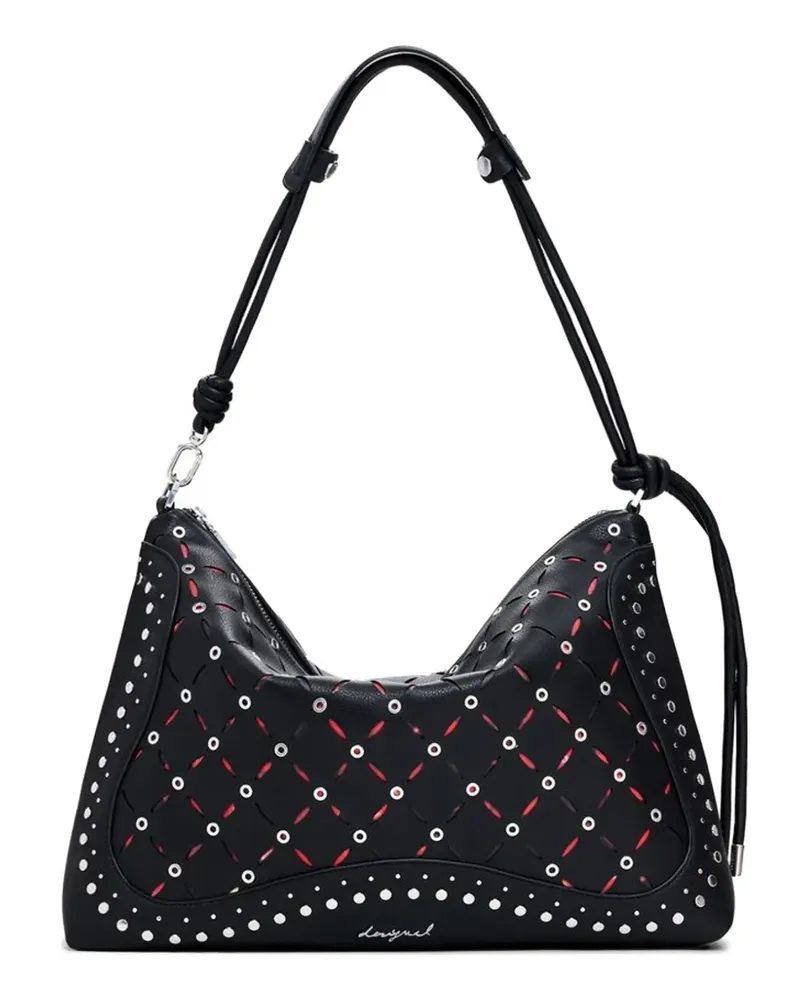Desigual Gewebte Tote Bag mit Nieten - Schwarz Schwarz