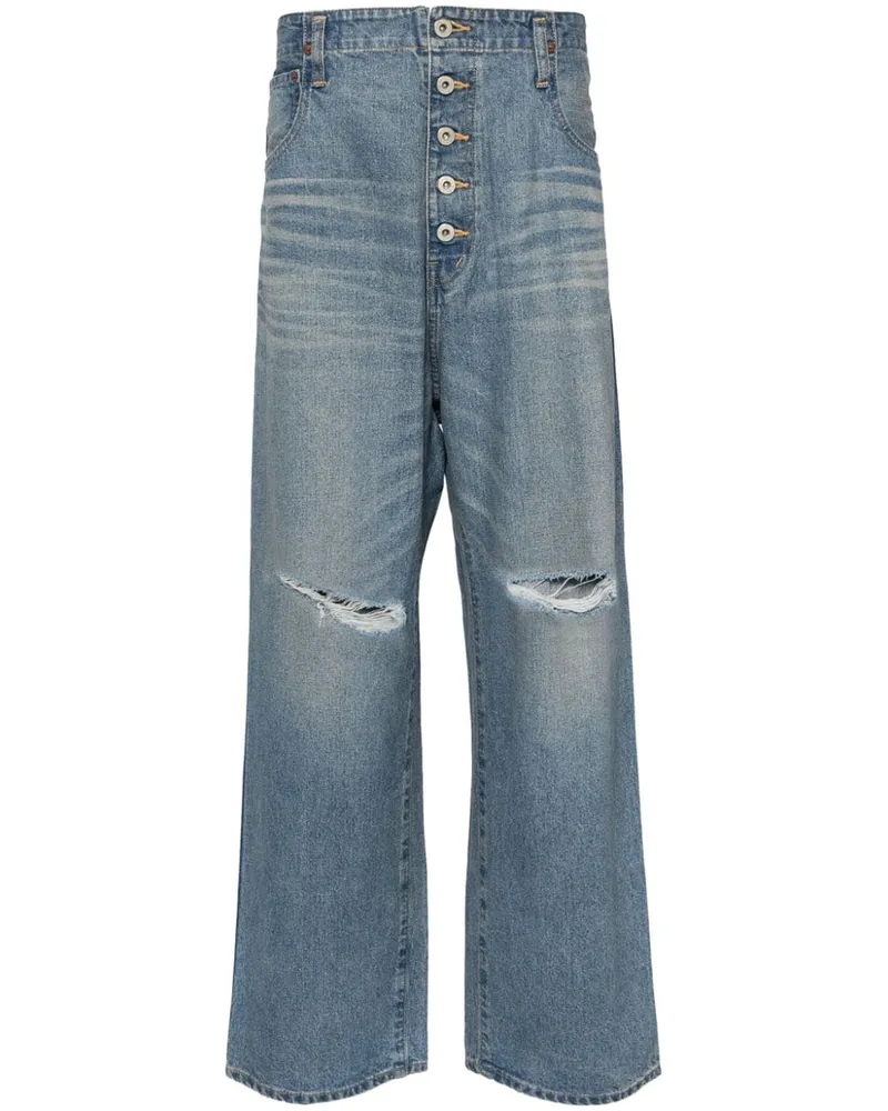 Junya Watanabe Jeans im Distressed-Look - Blau Blau