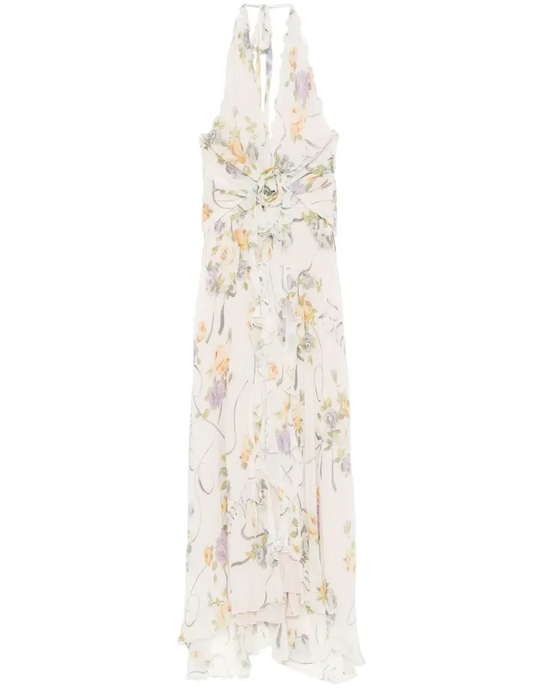 Blumarine Maxikleid mit Blumen-Print - Weiß Weiß