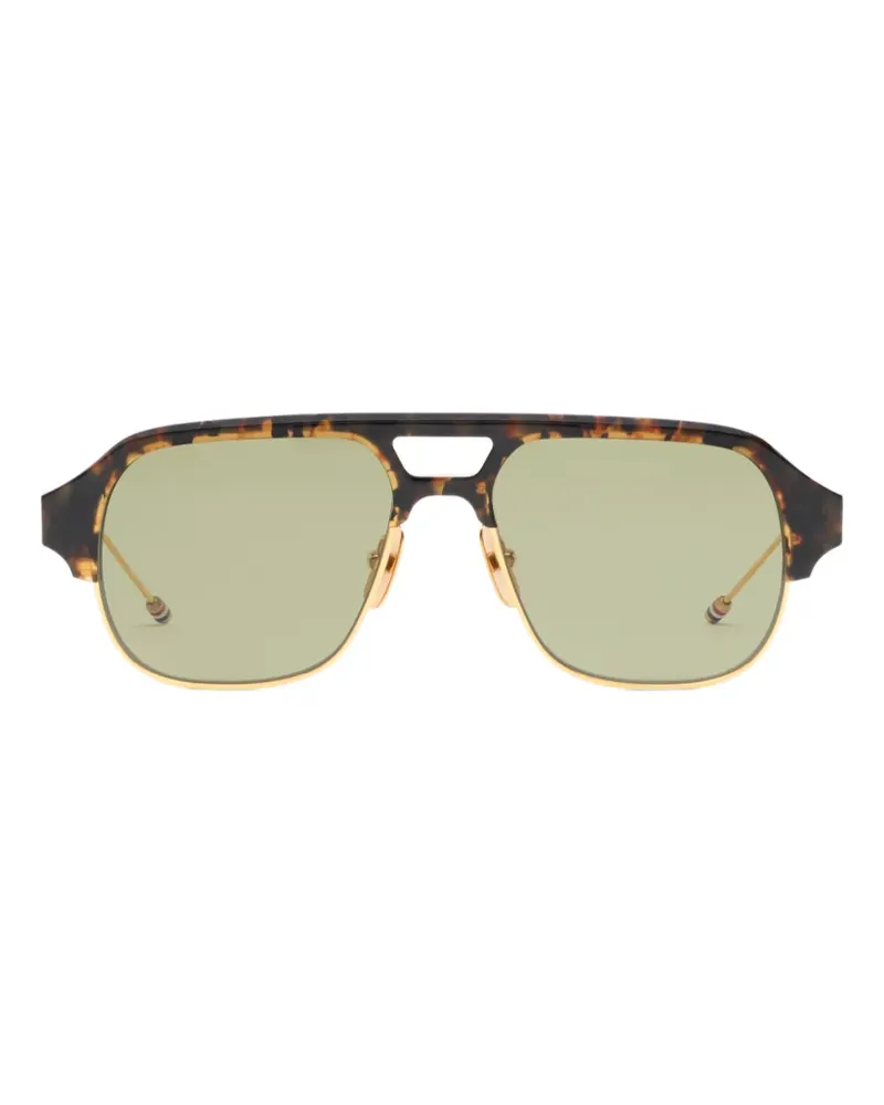 Thom Browne tortoiseshell-effect pilot sunglasses - Braun Braun