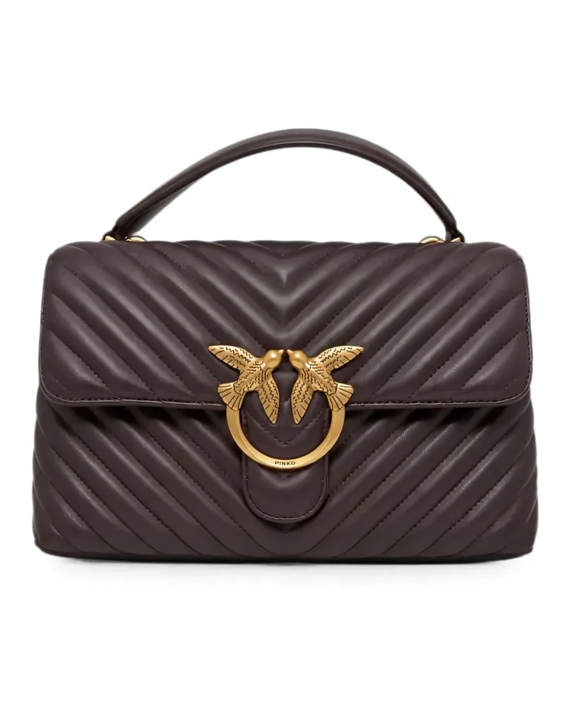 Pinko Love Lady Puff Schultertasche mit Chevron-Steppung - Braun Braun