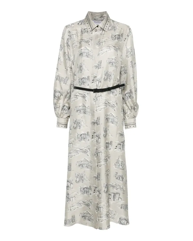 Max Mara Gemustertes Hemdkleid - Grau Grau