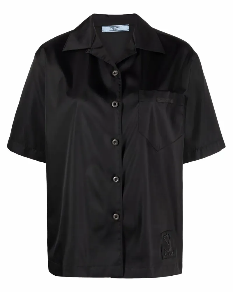 Prada Hemd mit Logo-Patch - Schwarz Schwarz