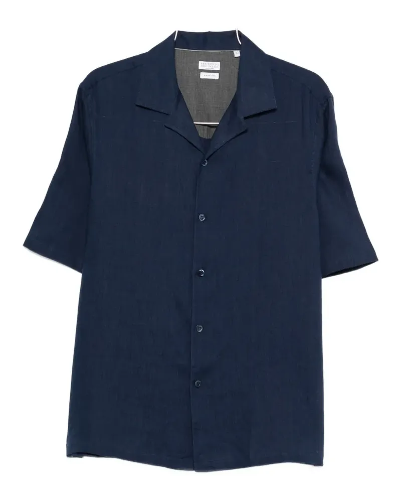 Brunello Cucinelli buttoned short-sleeve shirt - Blau Blau