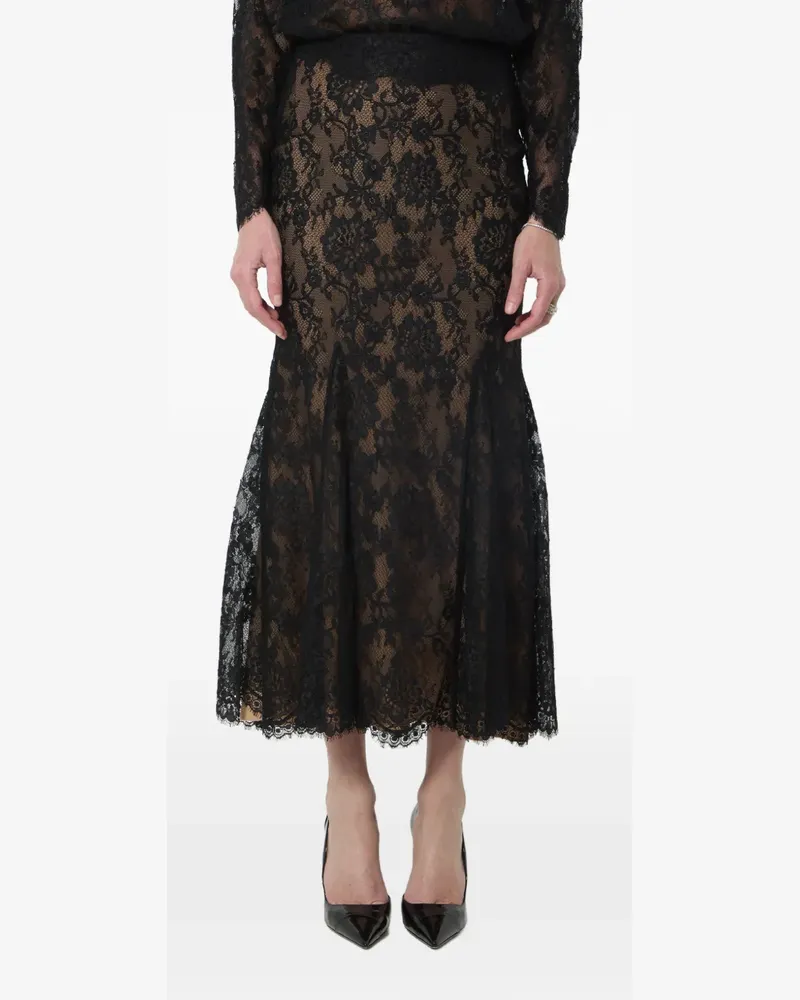 Self-Portrait laced mermaid-style midi skirt - Schwarz Schwarz