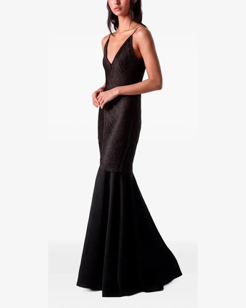 BLESS lace-overlay fishtail maxi dress - Schwarz Schwarz