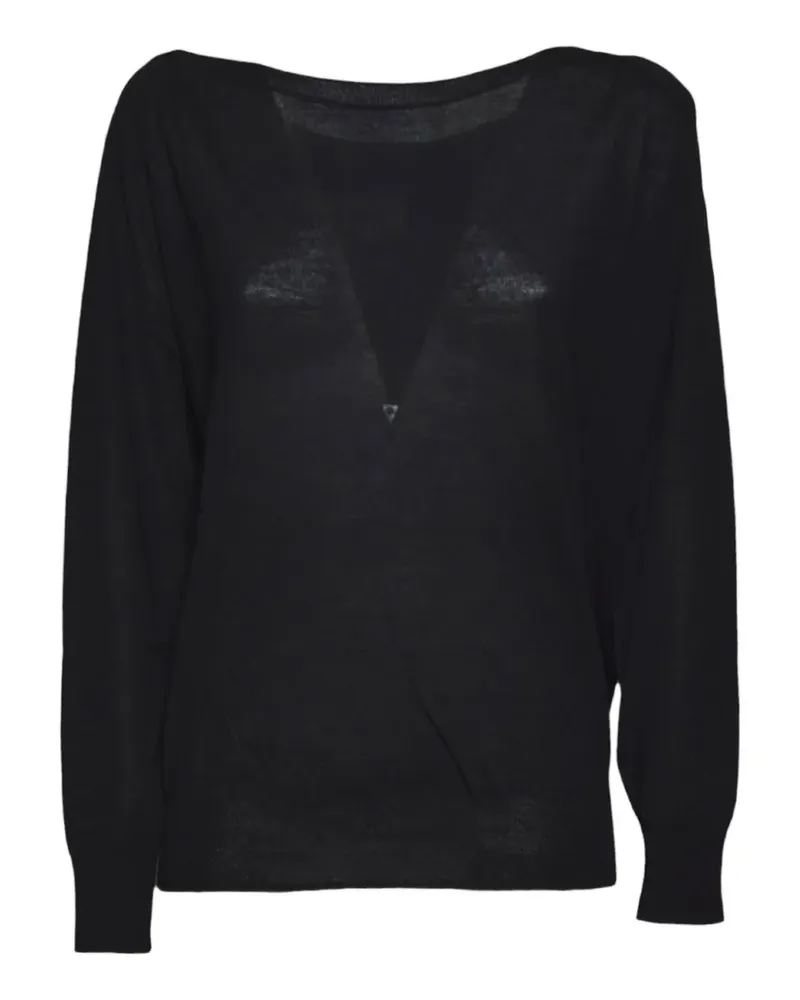 MC2 Saint Barth fine-knit batwing-sleeve top - Schwarz Schwarz
