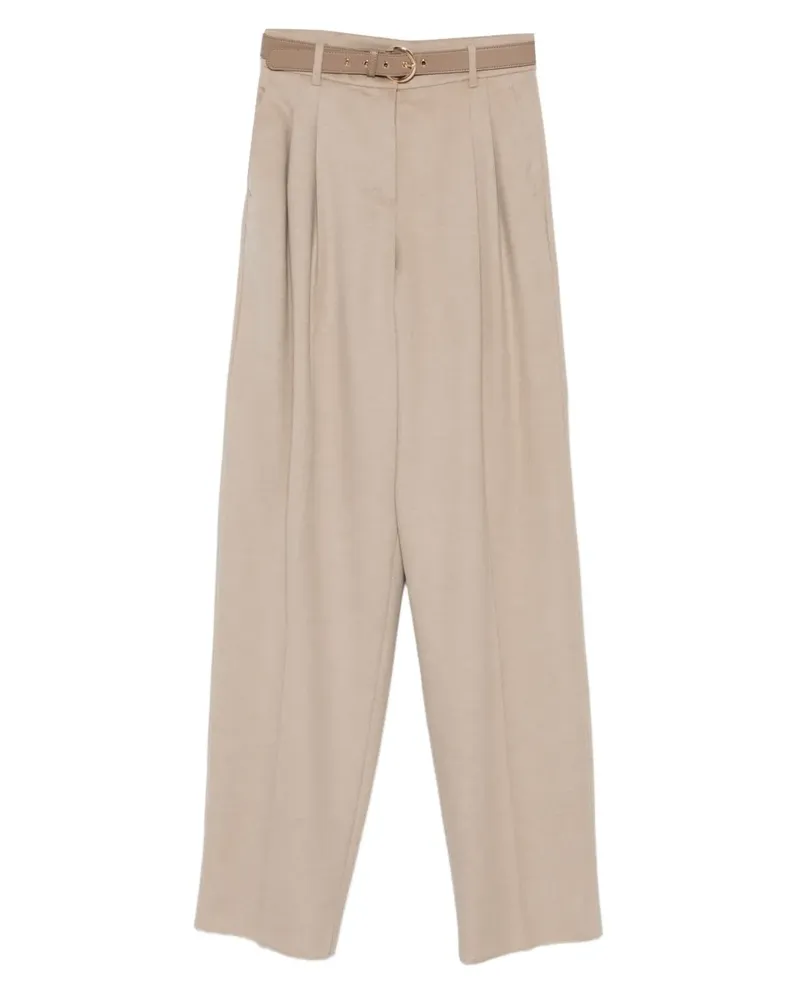 Max Mara Plissierte Hose mit Gürtel - Nude Nude