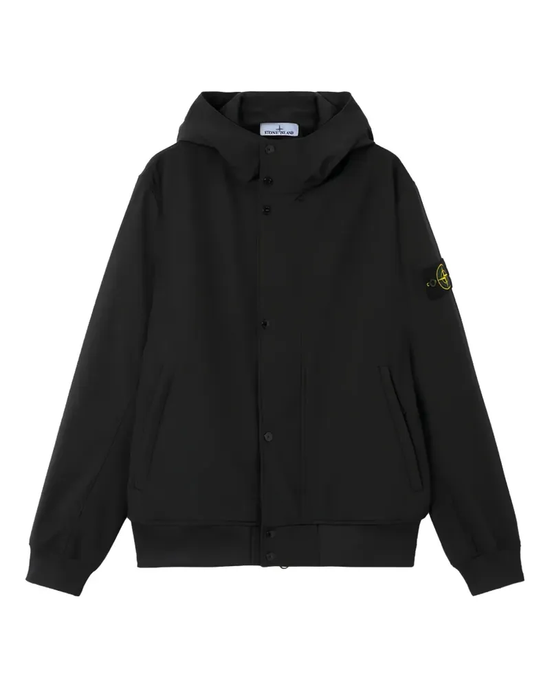 Stone Island 4100118 leichte Soft Shell-Tasche Dye®-Technologie in Kapuzenjacke aus recyceltem Polyester mit wasser- und windabweisender Membran Schwarz