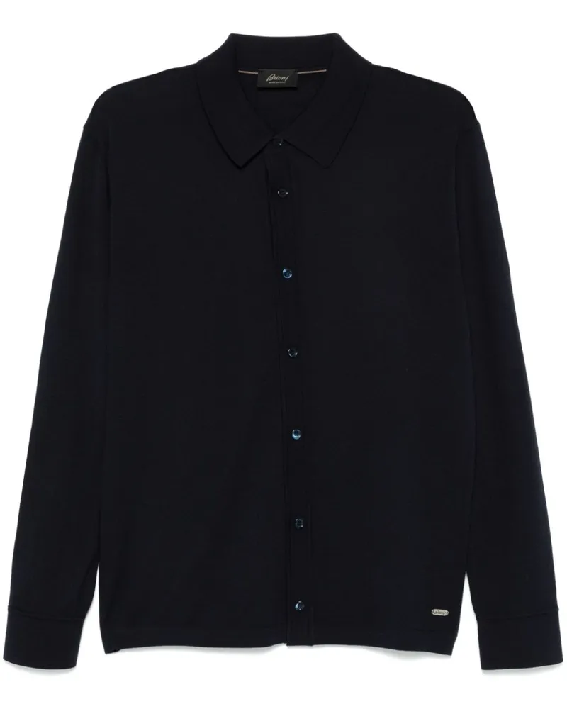Brioni Fein gestricktes Hemd - Blau Blau