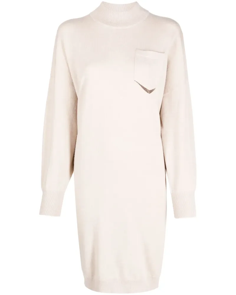 Brunello Cucinelli Gestreiftes Strickkleid - Nude Nude