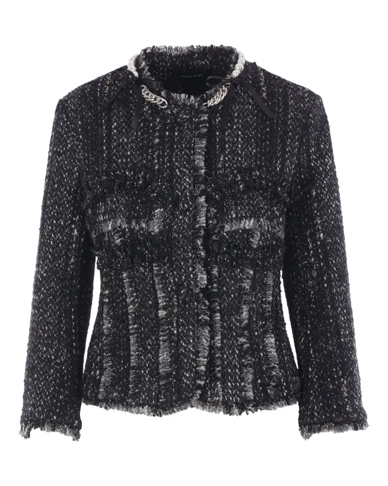Simone Rocha pearl-chain tweed jacket - Schwarz Schwarz