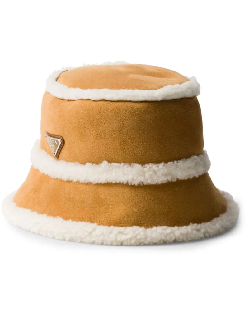 Prada Fischerhut aus Wildleder mit Shearling - Braun Braun