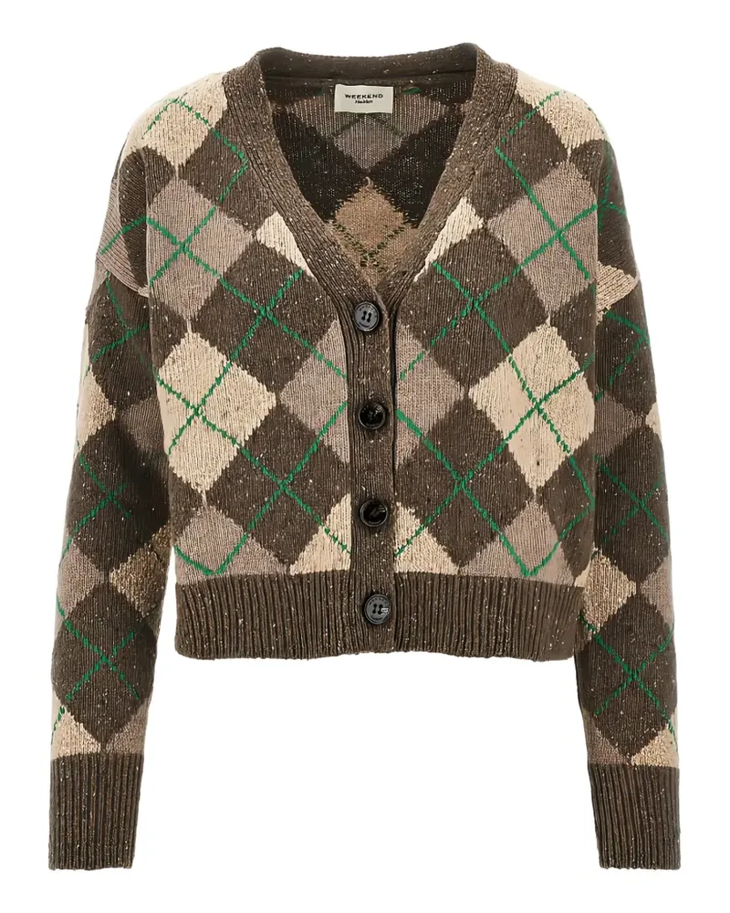 Max Mara Cardigan mit Argyle-Muster - Braun Braun