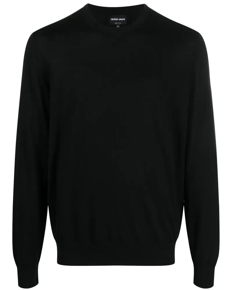 Giorgio Armani Fein gestrickter Pullover - Schwarz Schwarz