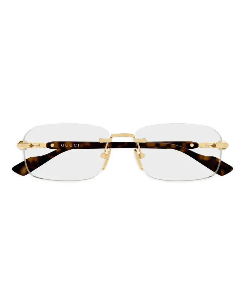 Gucci Rahmenlose Brille mit eckigen Gläsern - Gold Gold