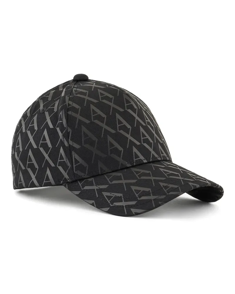 Armani Exchange Baseballkappe mit Logo-Print - Schwarz Schwarz