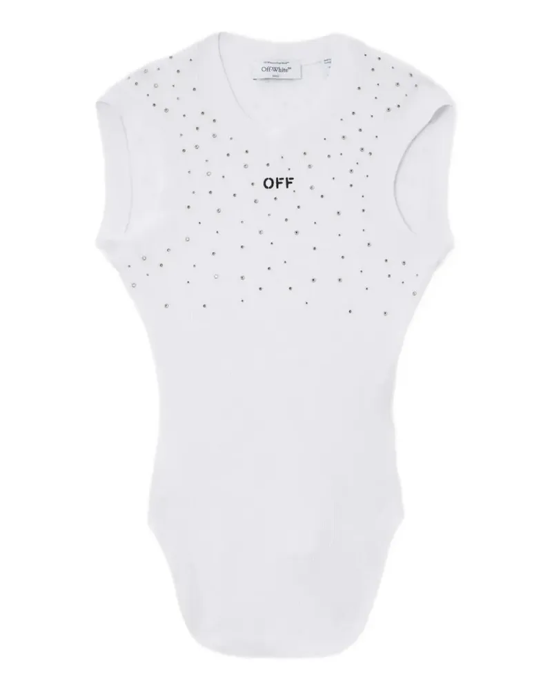 OFF-WHITE x Swarovski ribbed kat top - Weiß Weiß