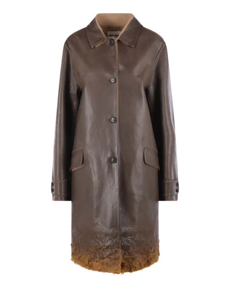 Miu Miu long-sleeve button-down coat - Braun Braun