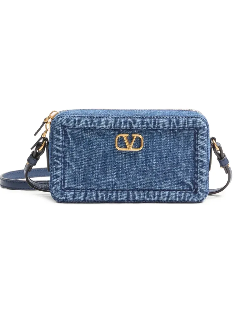 Valentino Garavani Mini Alltime Schultertasche aus Denim - Blau Blau
