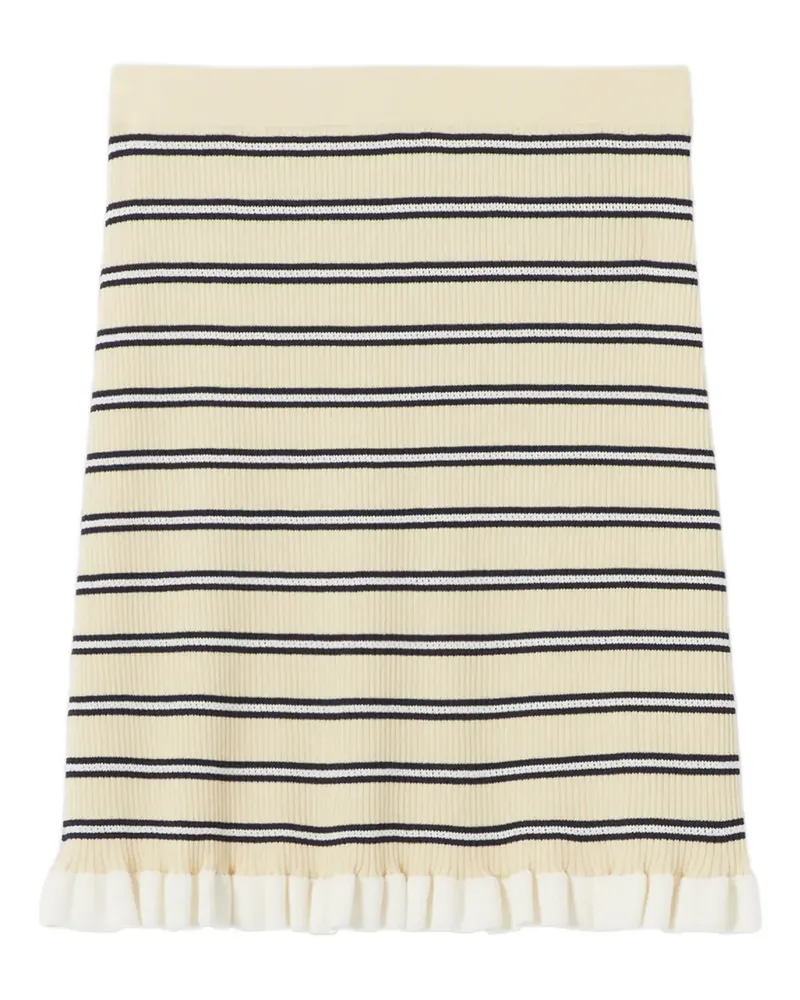 Claudie Pierlot Gestreifter Minirock mit Rüschensaum - Nude Nude