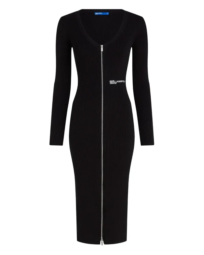Karl Lagerfeld Geripptes Kleid mit Reißverschluss - Schwarz Schwarz