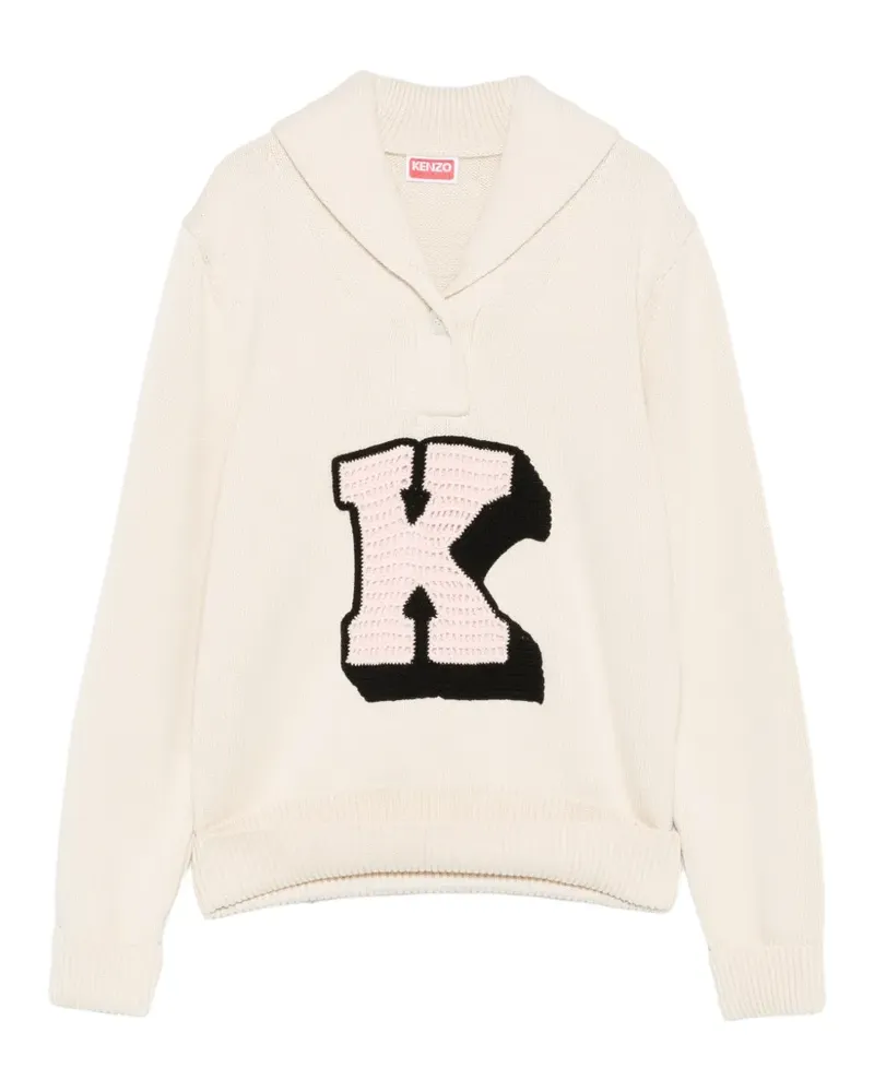 Kenzo initial shawl-collared polo shirt - Nude Nude