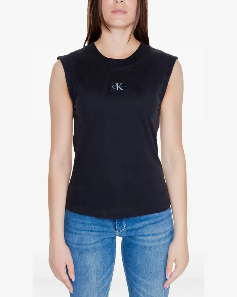 Calvin Klein logo-patch sleeveless T-shirt - Schwarz Schwarz