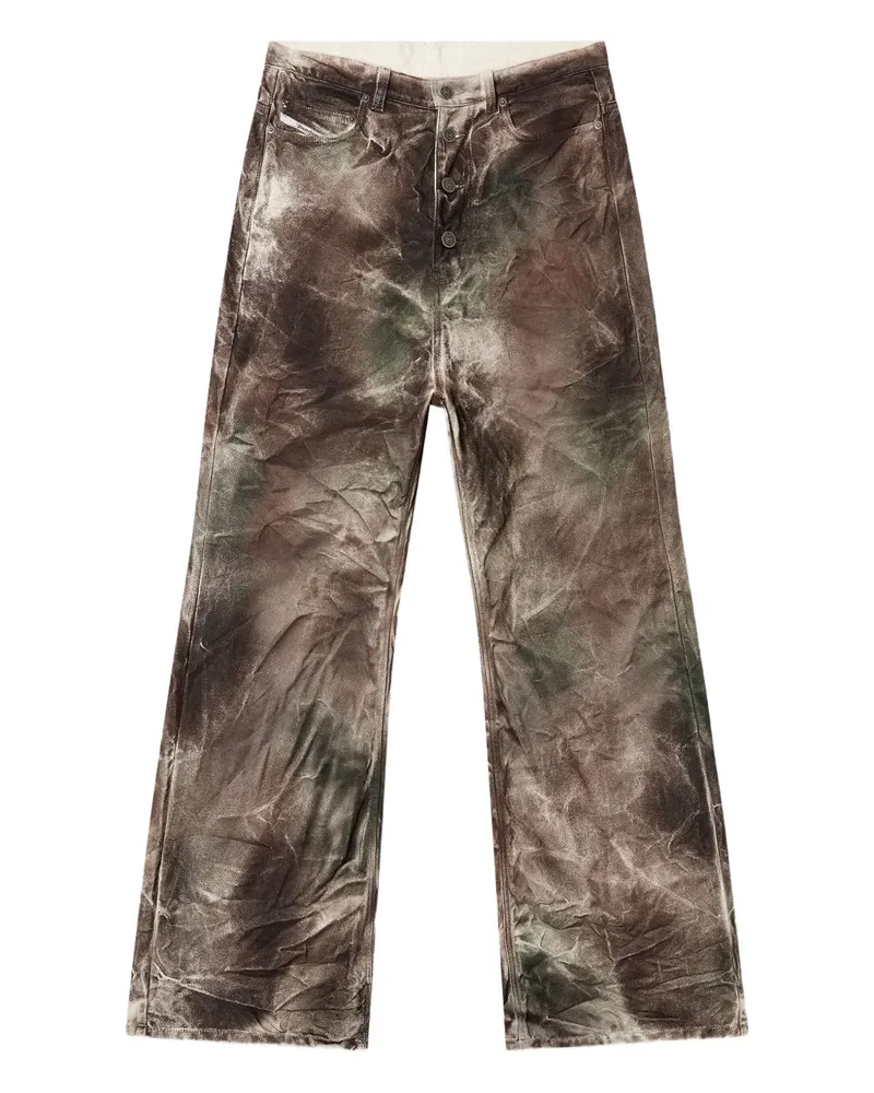 Diesel High-Waist-Hose mit geradem Bein - Braun Braun