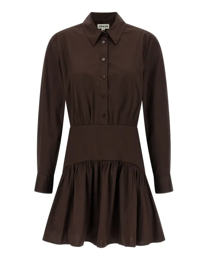 STAUD Rocco button long-sleeve midi dress - Braun Braun