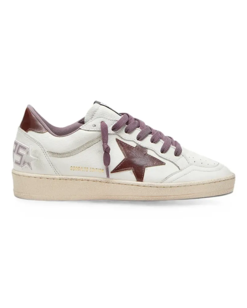 Golden Goose Ball Star LTD Sneakers aus weißem Leder mit bordeauxfarbenen Lederstar Weiß
