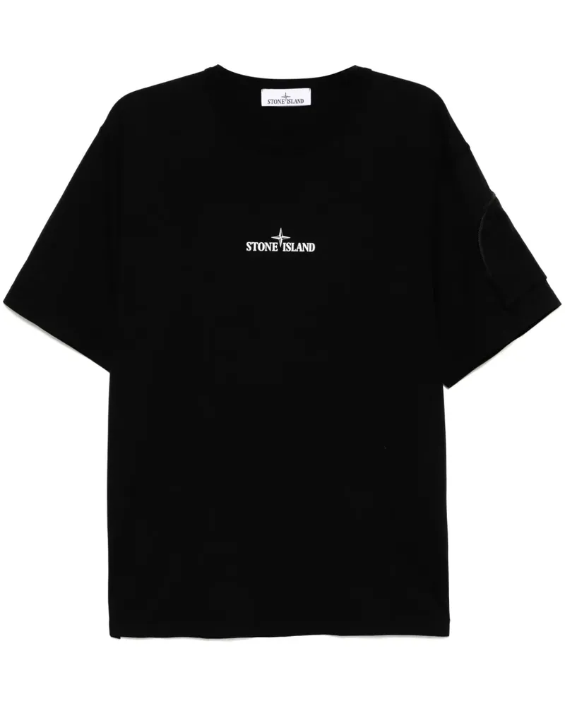 Stone Island T-Shirt mit Logo-Print - Schwarz Schwarz