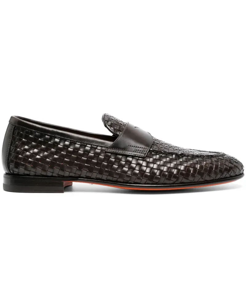 Santoni Loafer mit Webmuster - Braun Braun