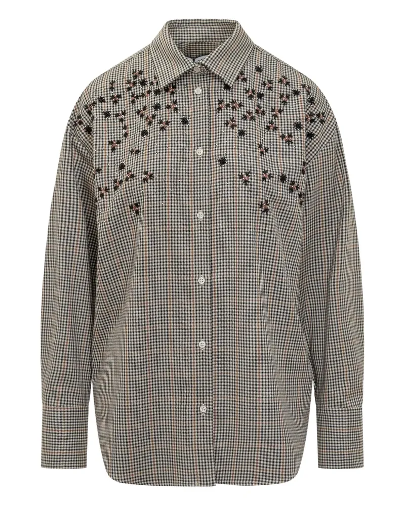 MSGM embroidered check shirt - Nude Nude