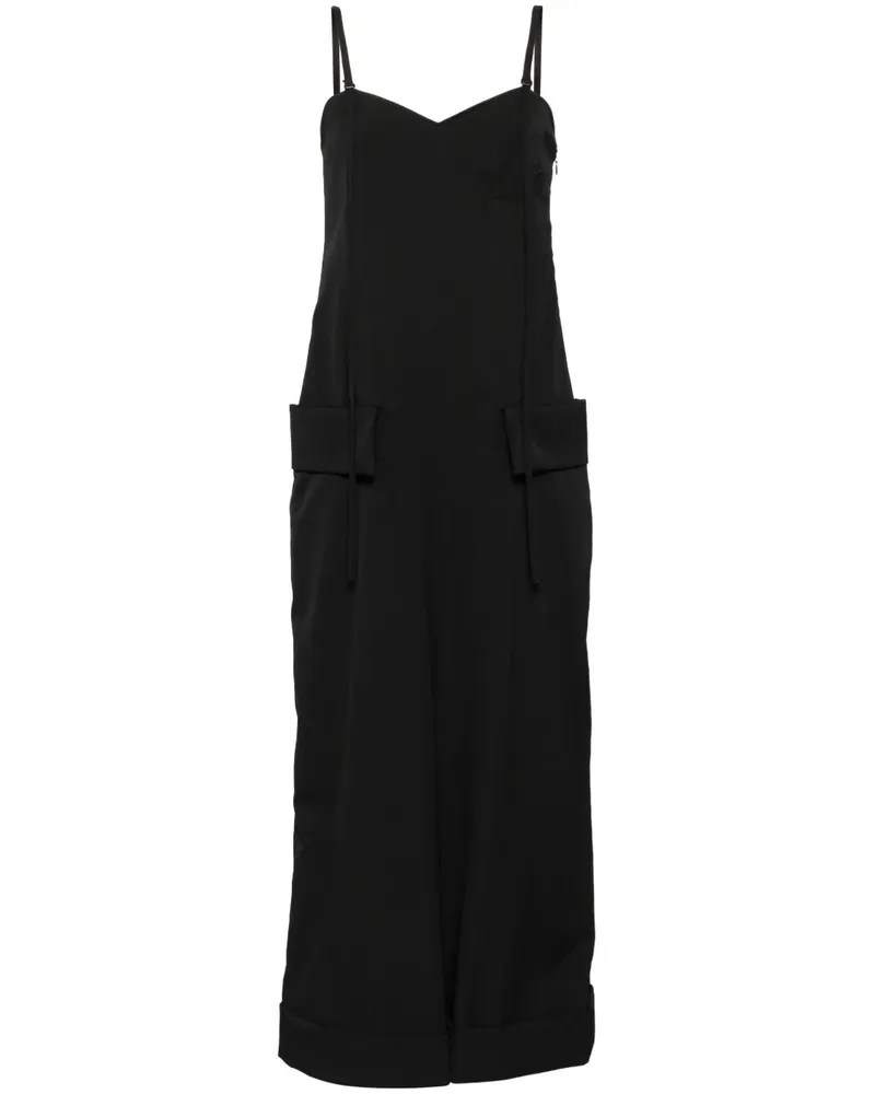 Yohji Yamamoto Ärmellose Latzhose - Schwarz Schwarz