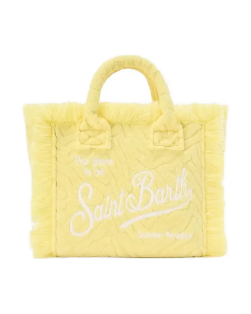 MC2 Saint Barth mini Vanity zebra-embossed frayed tote bag - Gelb Gelb