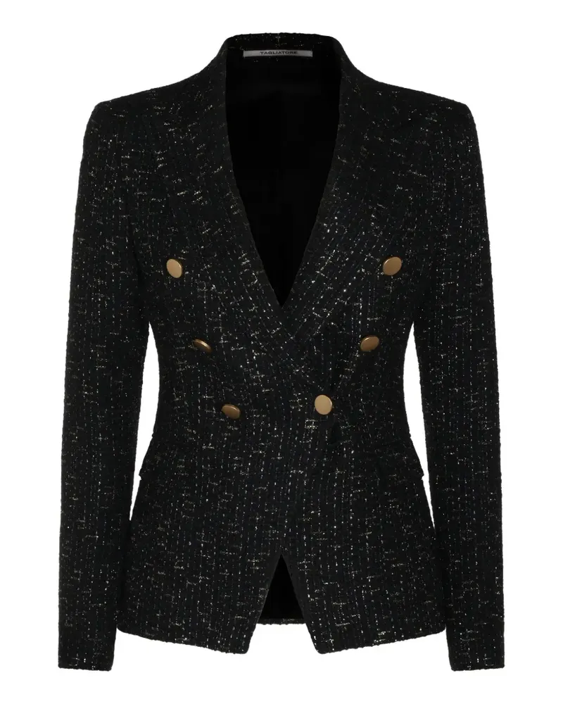 Tagliatore Doppelreihiger Tweed-Blazer - Schwarz Schwarz