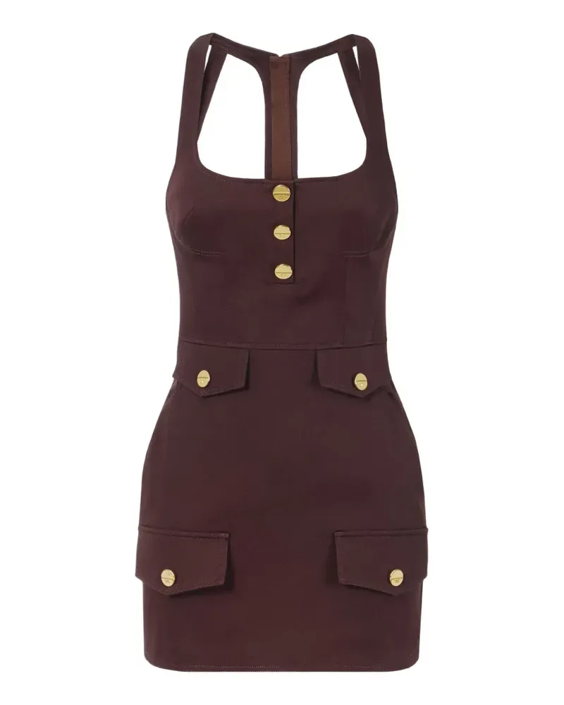 Elisabetta Franchi flap button mini dress - Braun Braun