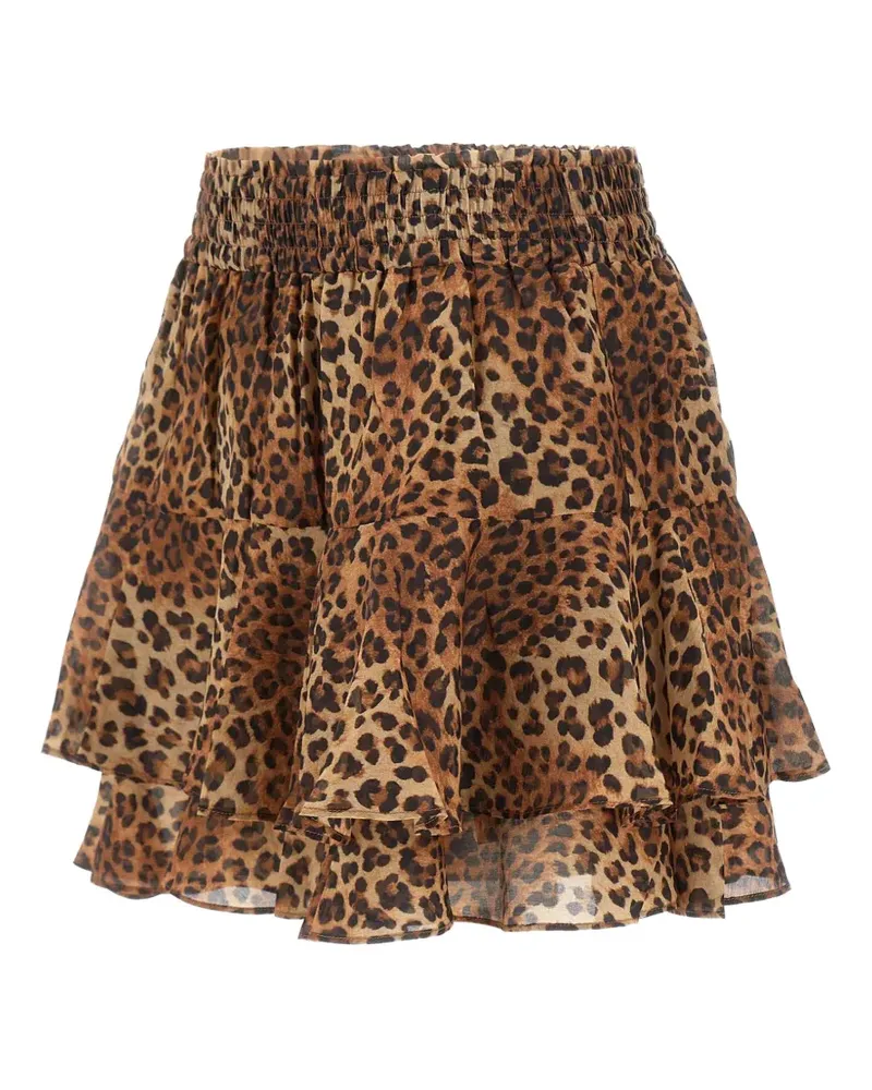 MC2 Saint Barth Eivissa animal-print tiered mini skirt - Nude Nude