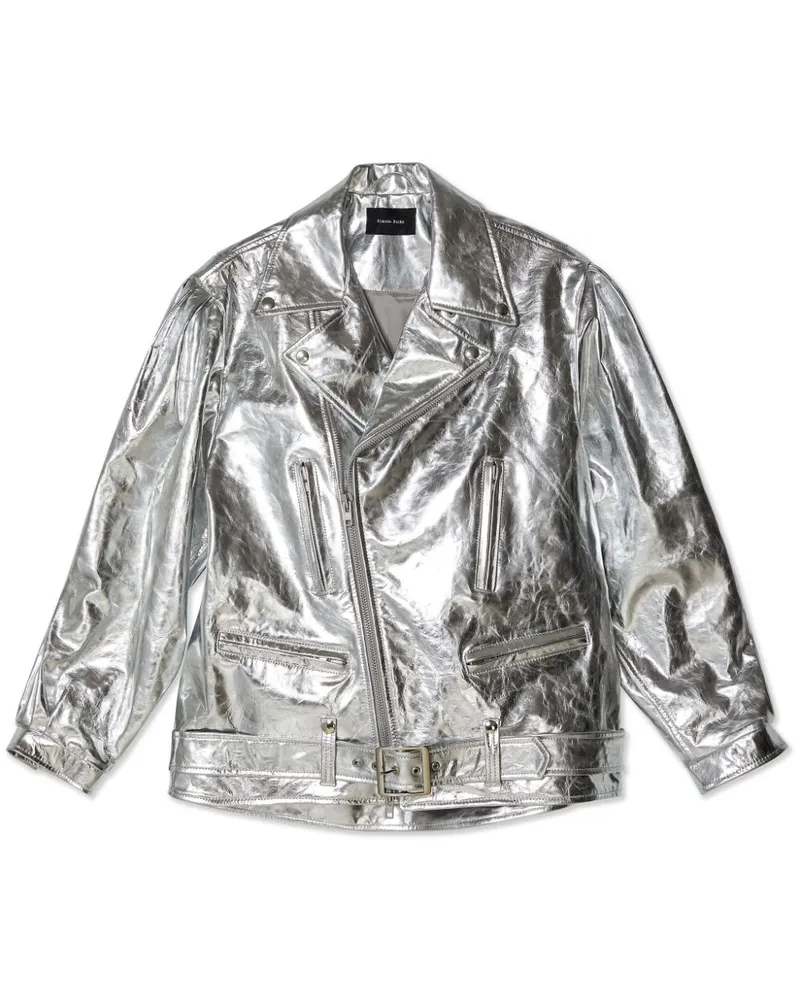 Simone Rocha Bikerjacke im Metallic-Look - Silber Silber