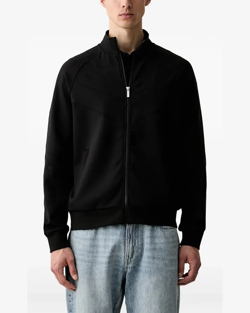 Karl Lagerfeld monogram-pattern zip-up sweatshirt - Schwarz Schwarz