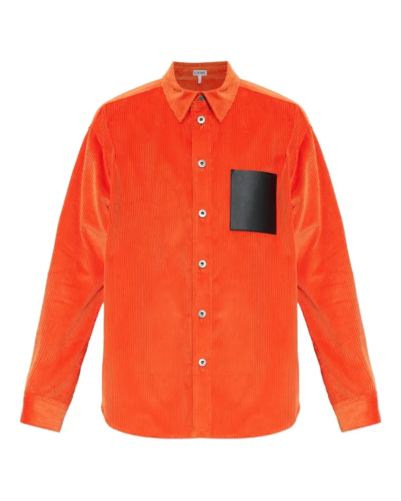Loewe Cordhemd mit Logo-Patch - Orange Orange