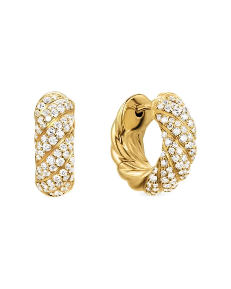 David Yurman 18kt Sculpted Cable Gelbgoldohrringe mit Diamanten Gold