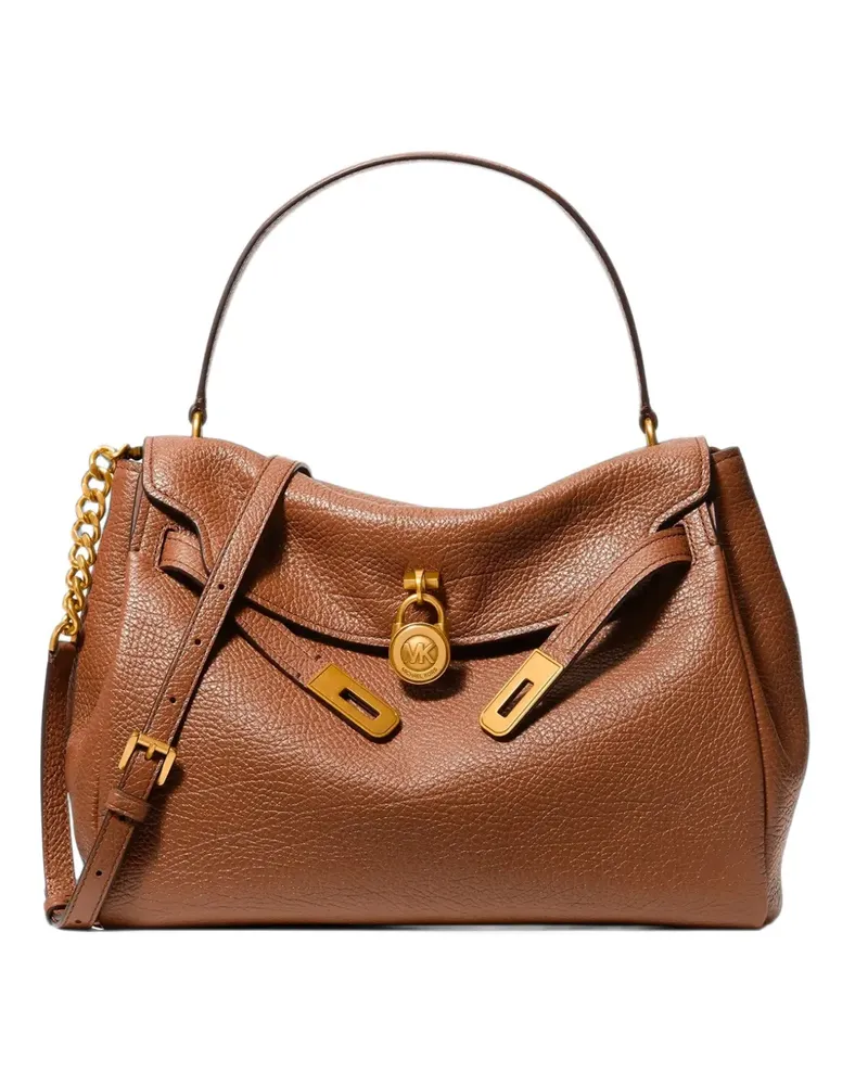 Michael Kors Hamilton large textured leather soft satchel - Braun Braun