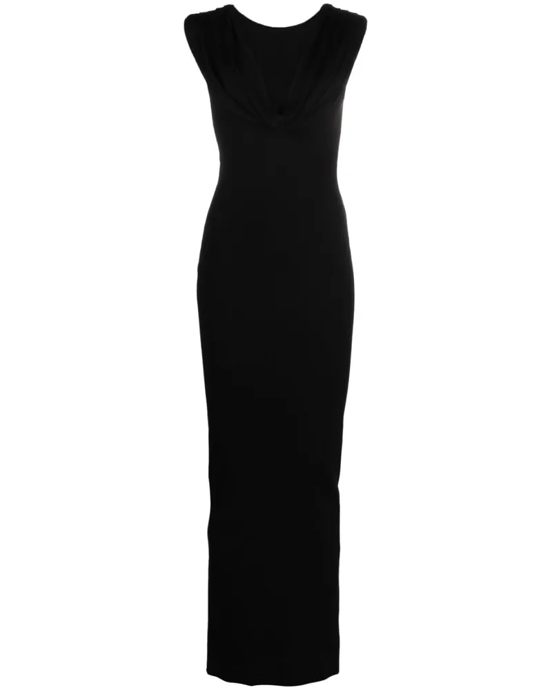 Givenchy Maxikleid mit Schalkragen - Schwarz Schwarz